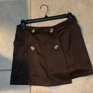 A brown mini skirt